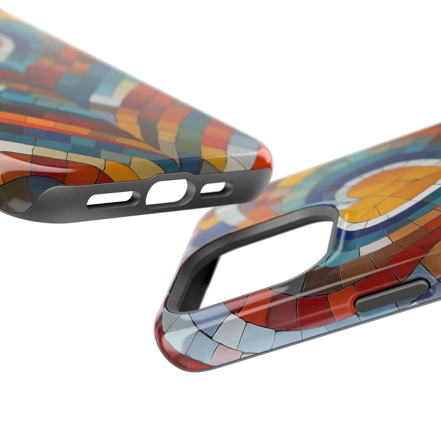 Magnetic Heart Mosaic iPhone Case, Faux Stained Glass, Trendy Phone Cover, Artistic Phone Case, Wireless Charging