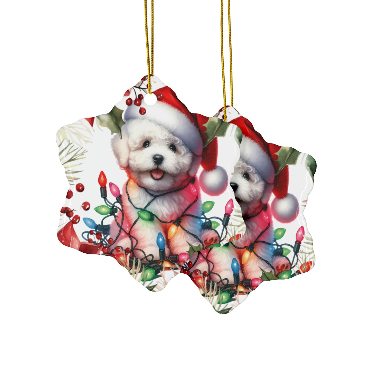 Bichon Puppy Holiday Ornament, Bichon Frise Dog Decoration, Bichon Frise Gift, Bichon Puppies Keepsake