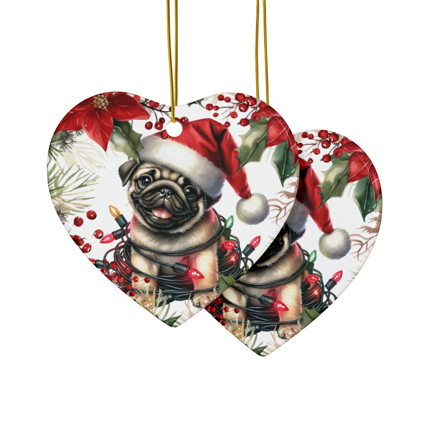 Pug Holiday Ornaments, Christmas Ornament, Pug Lover Gift, Pug Gift, Dog Owner Gift, Dog Mom Gift, Pug Dog, Christmas Gift