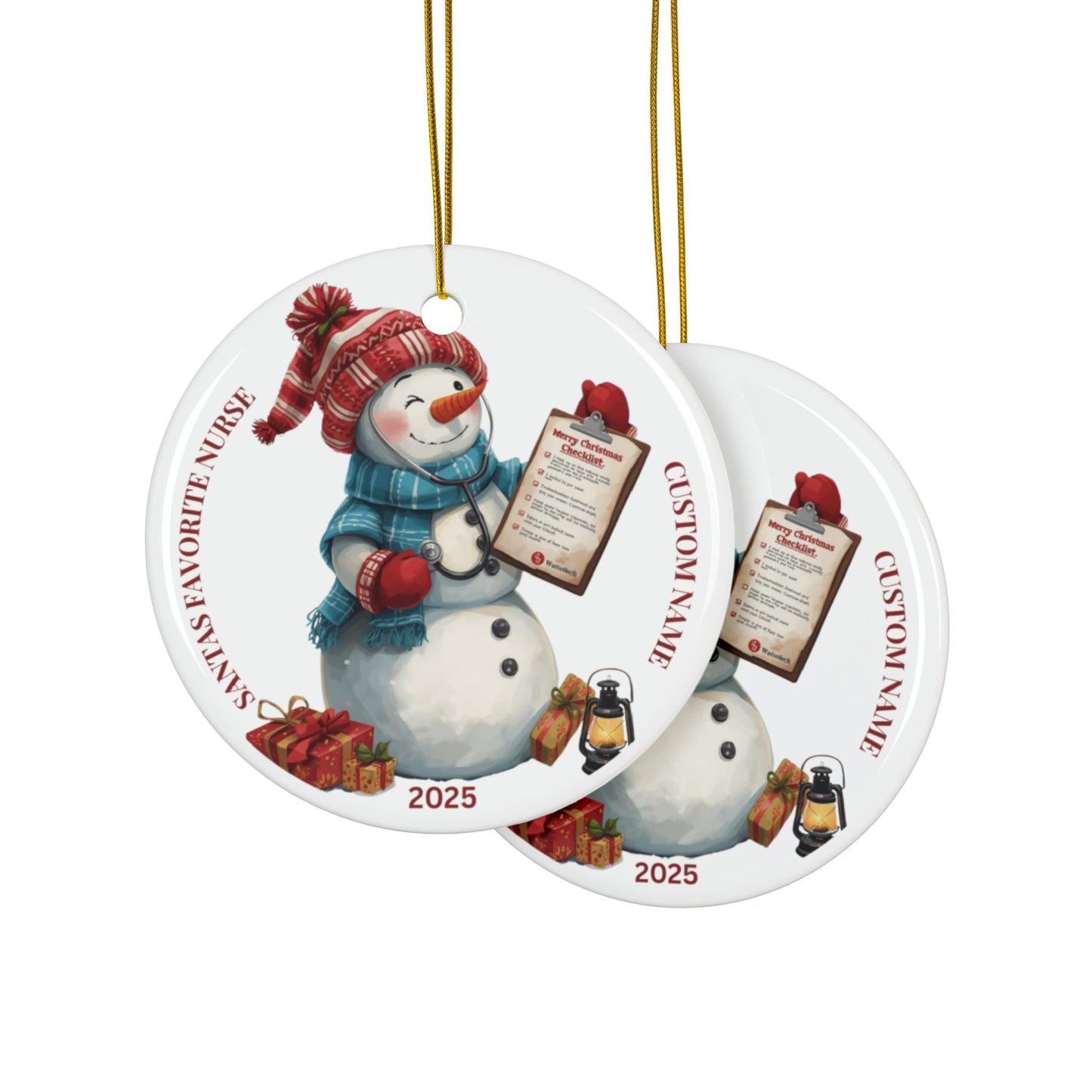 Nurse Snowman Ornament 2025, Personalized Nurse Christmas Ornament, RN Gift, Nursing Graduation, Retirement Keepsake