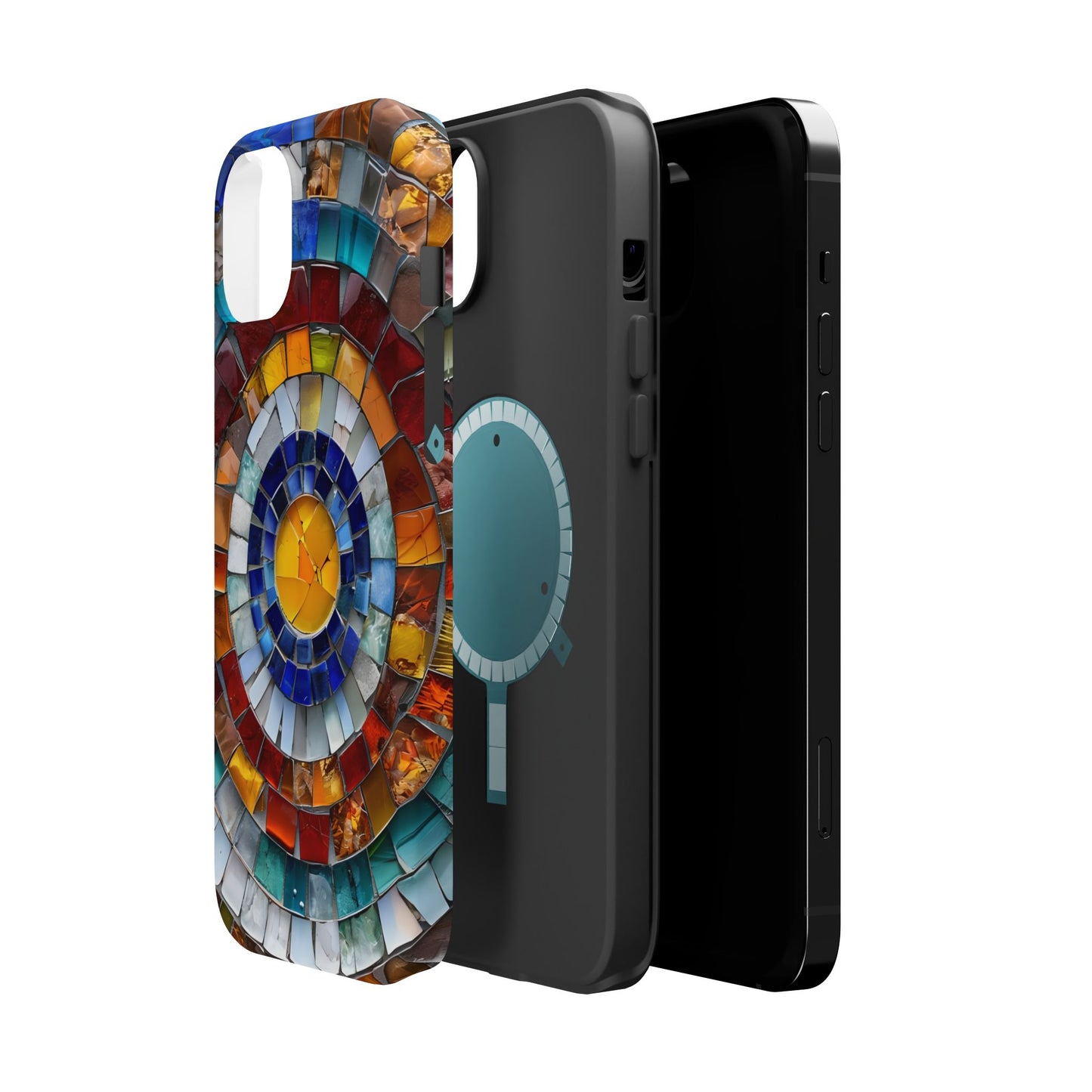 Magnetic Mosaic Phone Case, Trendy iPhone Case, Unique Design, Faux Stained Glass, Custom Phone Cover, Wireless Charging