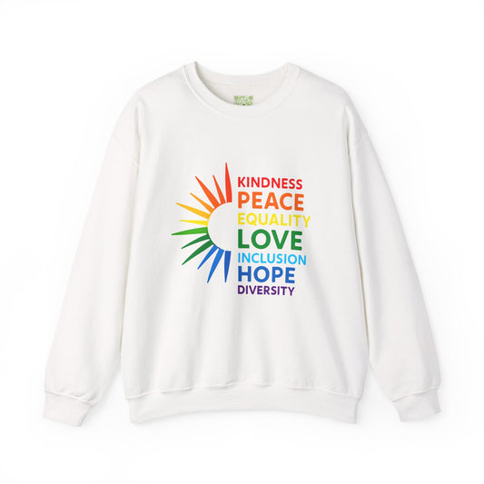 Pride Crewneck Sweatshirt, LGBTQ Sweatshirt, Kindness Peace Equality, Pride 2025, Pride Month Tee, Gay Rights, Inclusion Hope Diversity