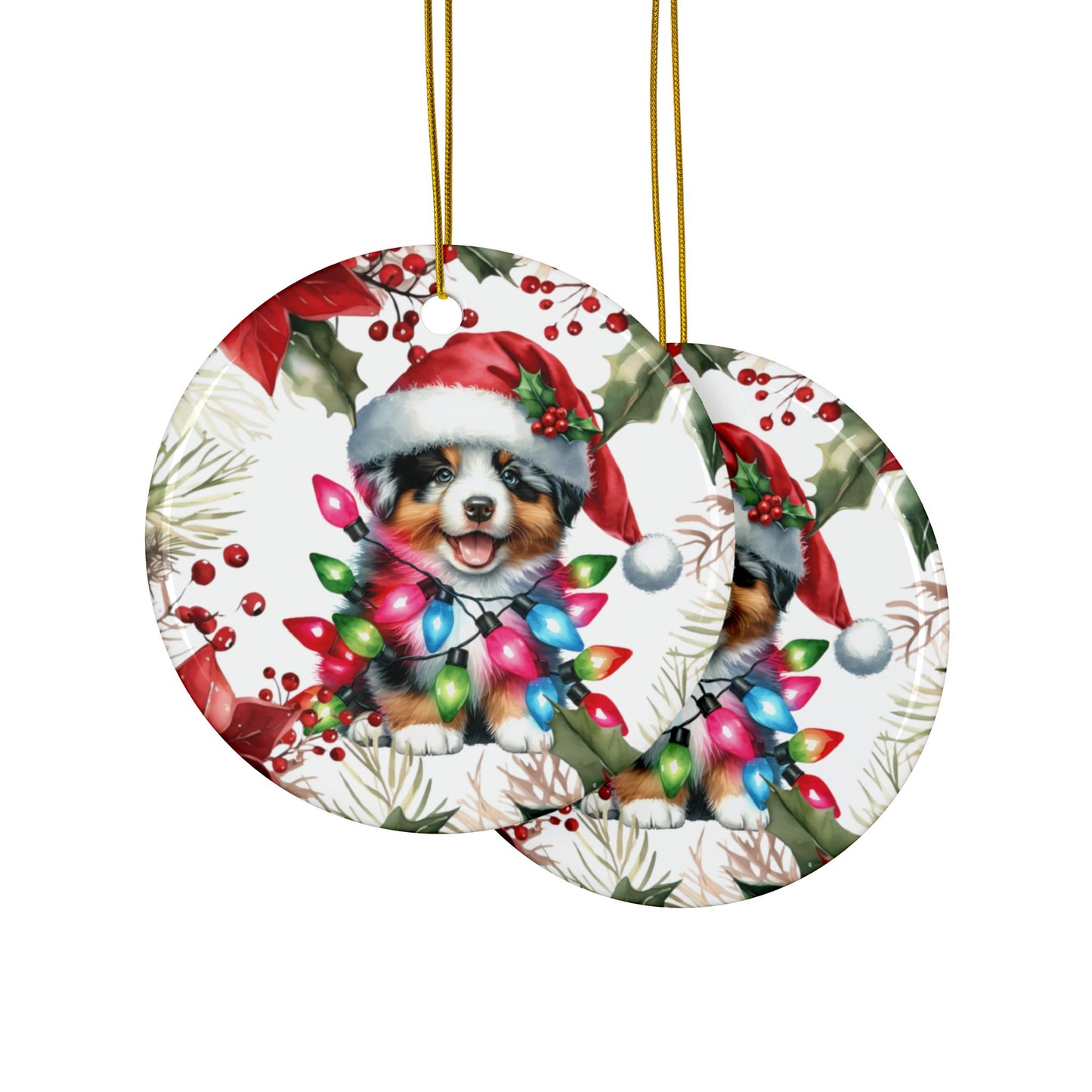 Australian Shepherd holiday ornaments, Aussie Shepherd Dog, Aussie dog