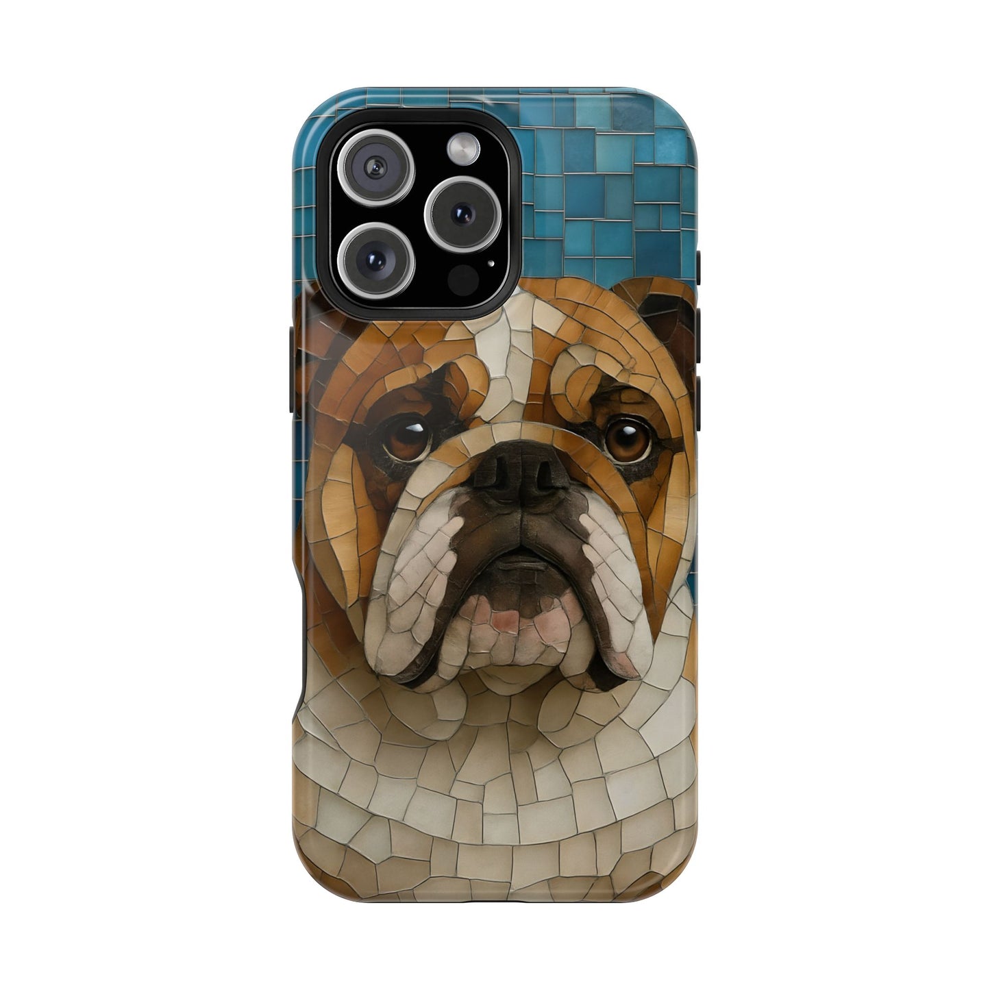 Bulldog Mosaic iPhone Charging Case - Pet Lover's Phone Cover, Dog-Inspired Gift, Unique Mobile Case, Customizable Dog Case, Animal Art Phone [...]