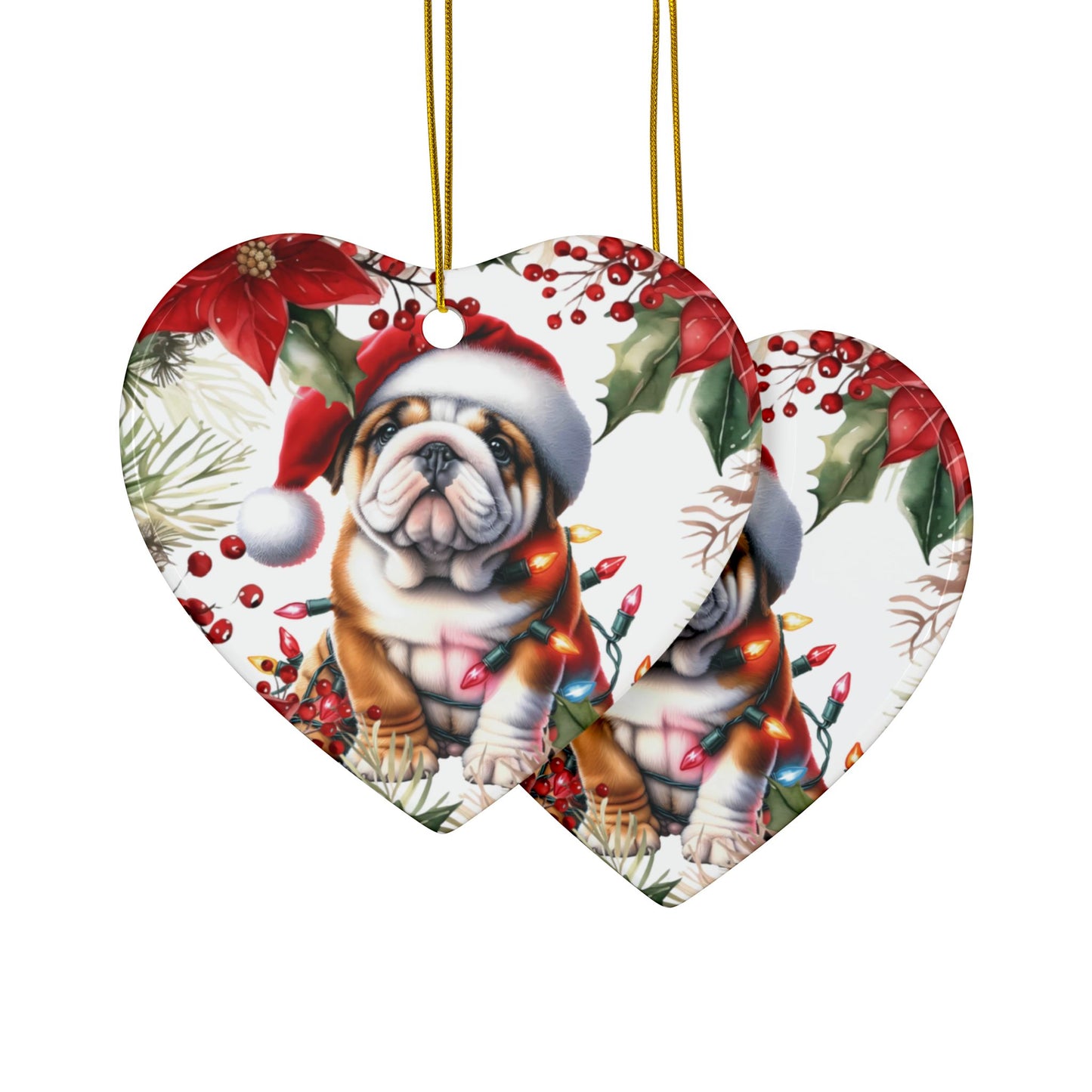 English Bulldog Holiday Ornaments, British Bulldog Ornament, Dog Lover Gift, Christmas Gift, Home Decor, Gift Idea