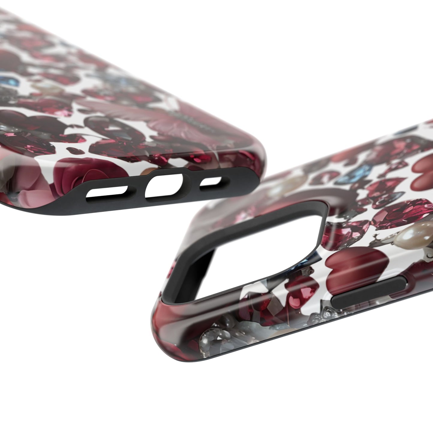 Romantic Floral Hearts Magnetic Tough iPhone Case -  Durable Phone Case for Gifts, Valentine's Day, Birthday, Anniversary, Cute Accessories