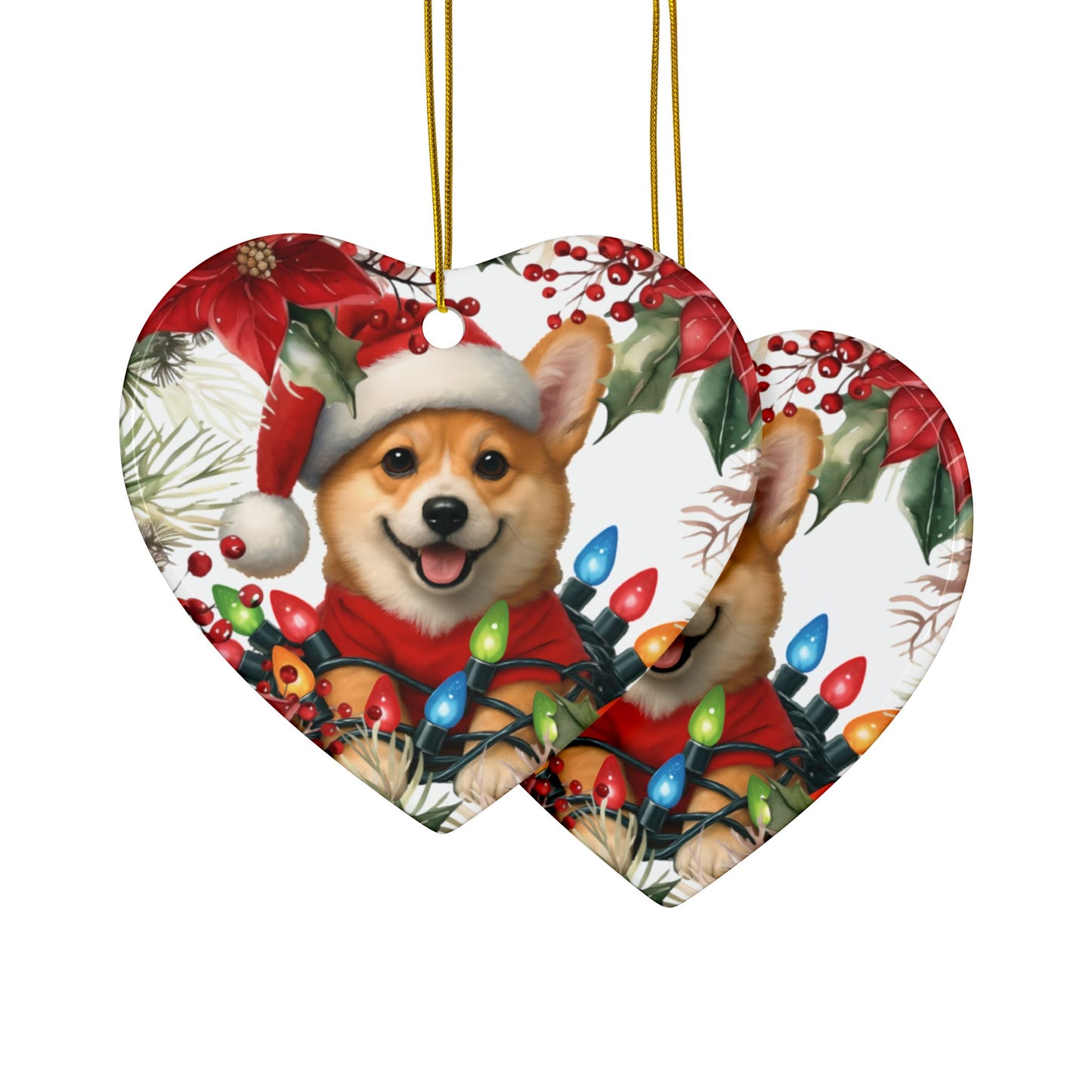 Korgi Holiday Ornaments, Christmas Tree Ornament, Corgi Dog Ornament, Ceramic Ornament, Xmas Tree, Ornament, Gift