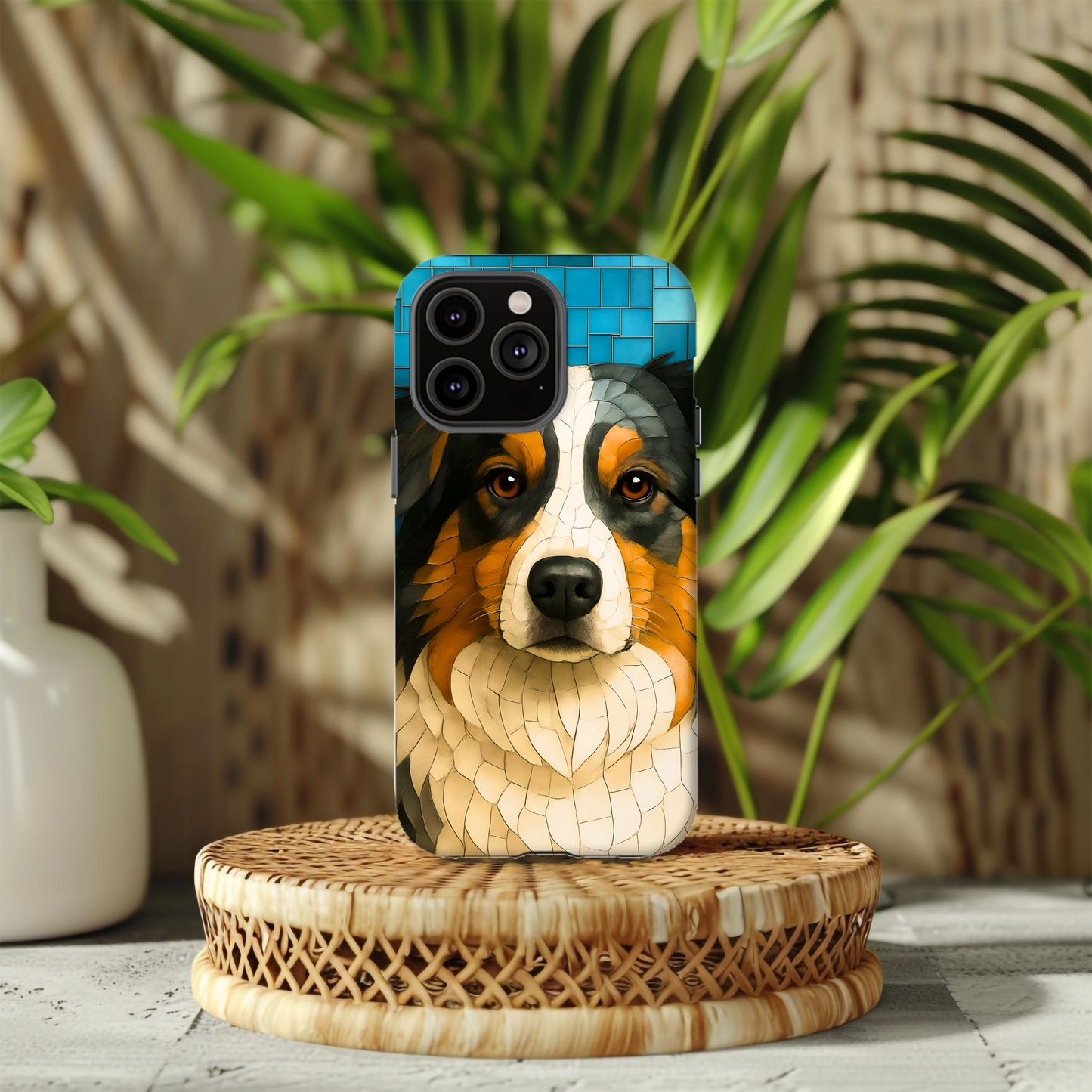 Australian Shepherd Mosaic Phone Case, iPhone Dog Case, Dog Lover Gift, Shepherd Dog Cover, Dog Phone Protector