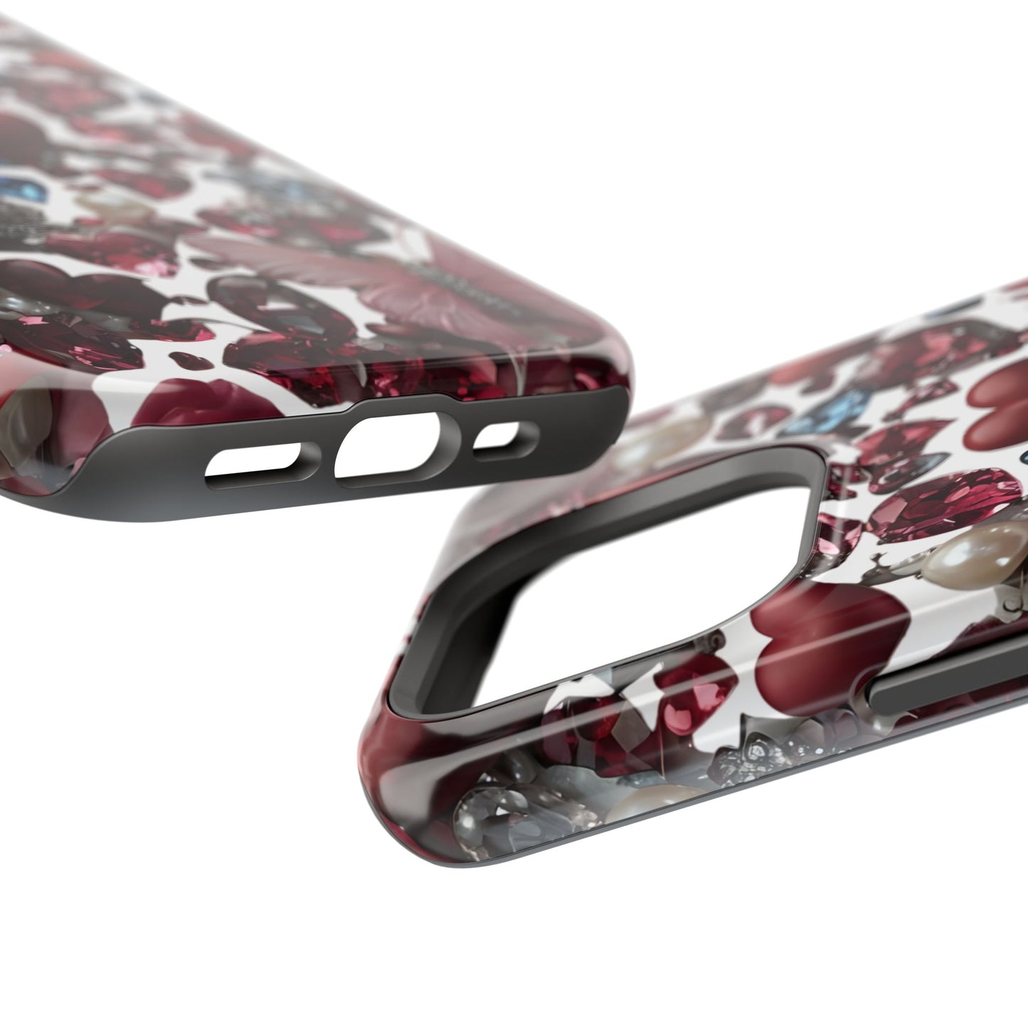Romantic Floral Hearts Magnetic Tough iPhone Case -  Durable Phone Case for Gifts, Valentine's Day, Birthday, Anniversary, Cute Accessories