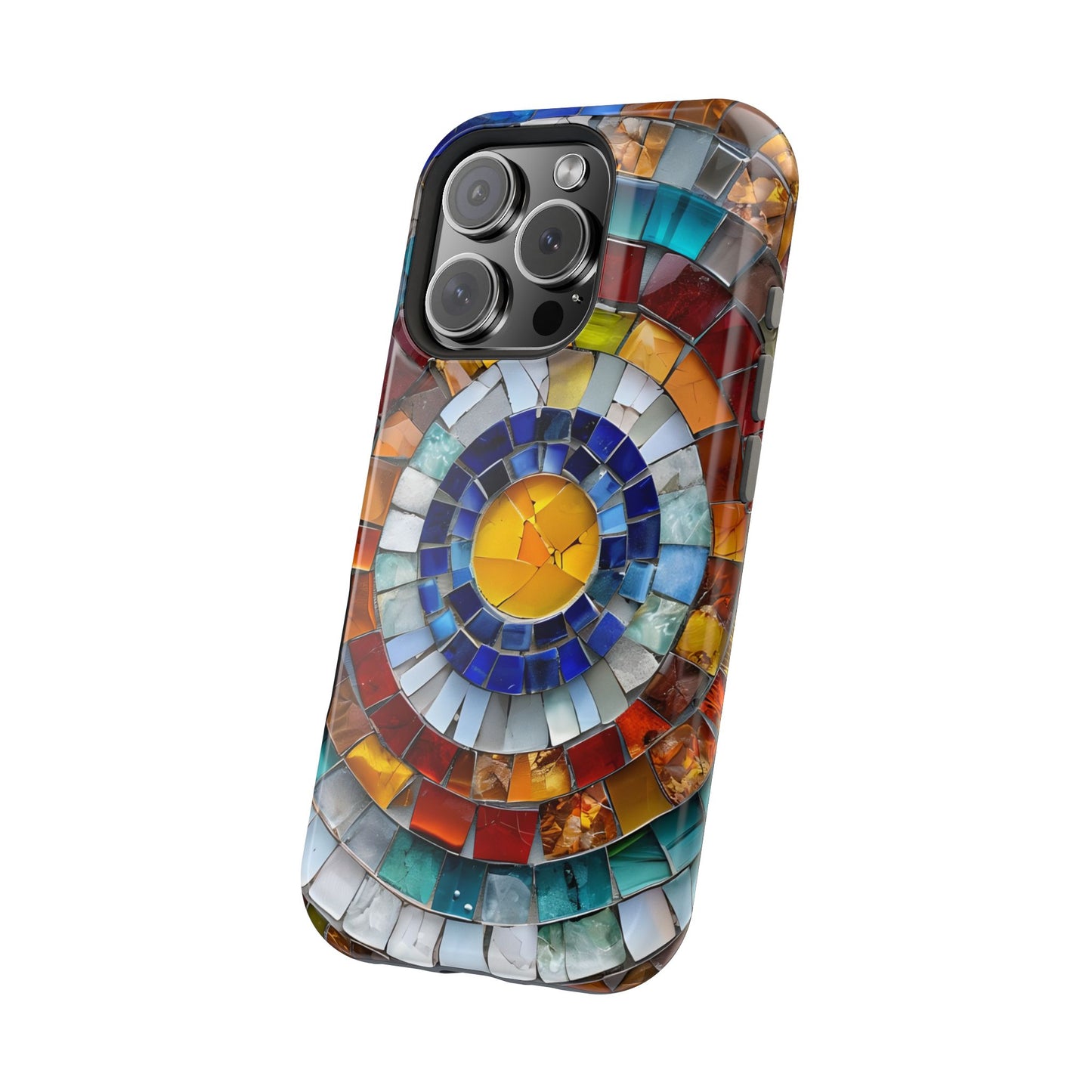 Magnetic Mosaic Phone Case, Trendy iPhone Case, Unique Design, Faux Stained Glass, Custom Phone Cover, Wireless Charging