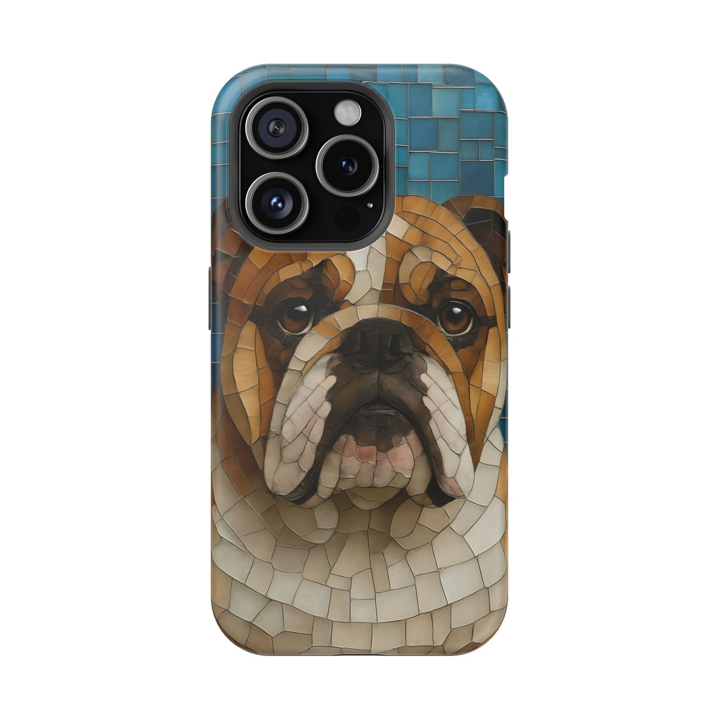 Bulldog Mosaic iPhone Charging Case - Pet Lover's Phone Cover, Dog-Inspired Gift, Unique Mobile Case, Customizable Dog Case, Animal Art Phone [...]