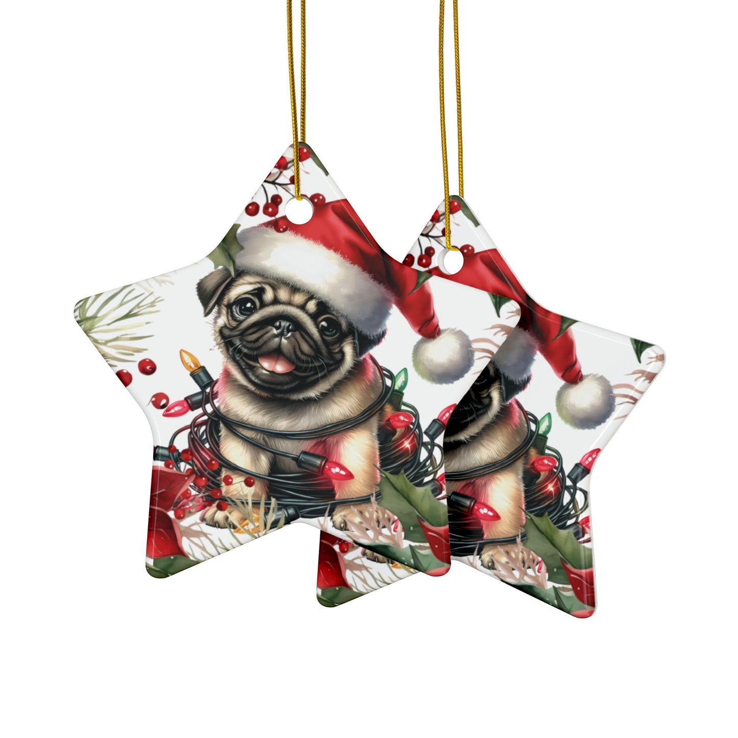 Pug Holiday Ornaments, Christmas Ornament, Pug Lover Gift, Pug Gift, Dog Owner Gift, Dog Mom Gift, Pug Dog, Christmas Gift