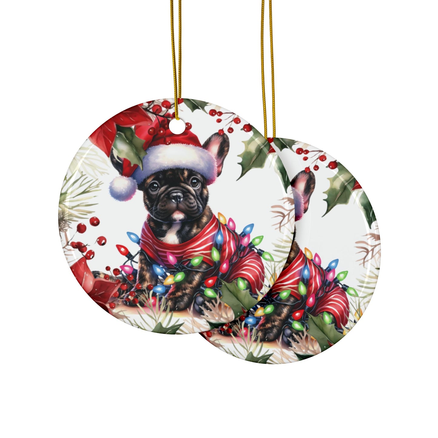French Full Dog Holiday Ornaments, French Bulldog Pup, Frenchie Gift, French Bulldog Gift, Dog Lover Gift, Gift for Dog Mom
