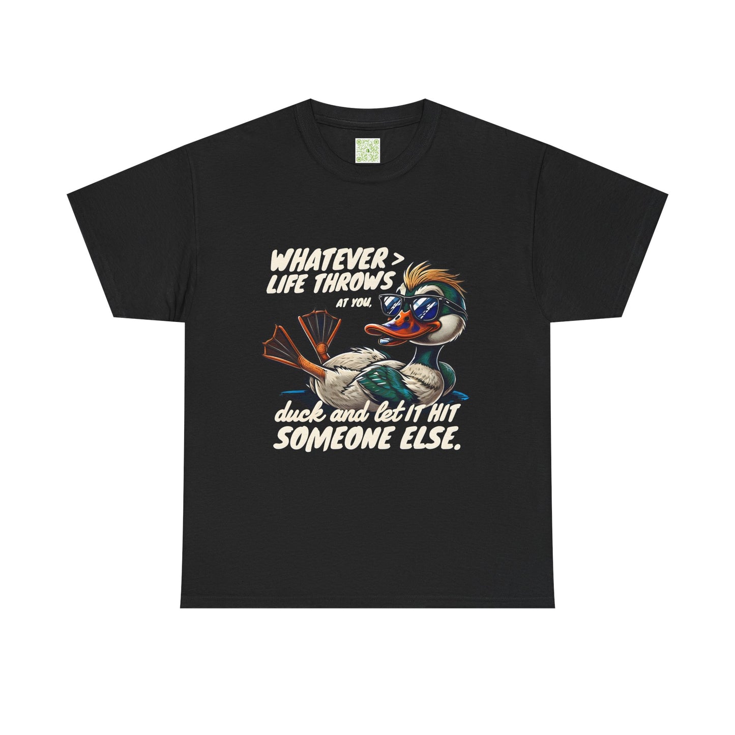 Funny Duck Quote T-Shirt, Unisex Heavy Cotton Tee, Quack Up Through Lifes Challenges