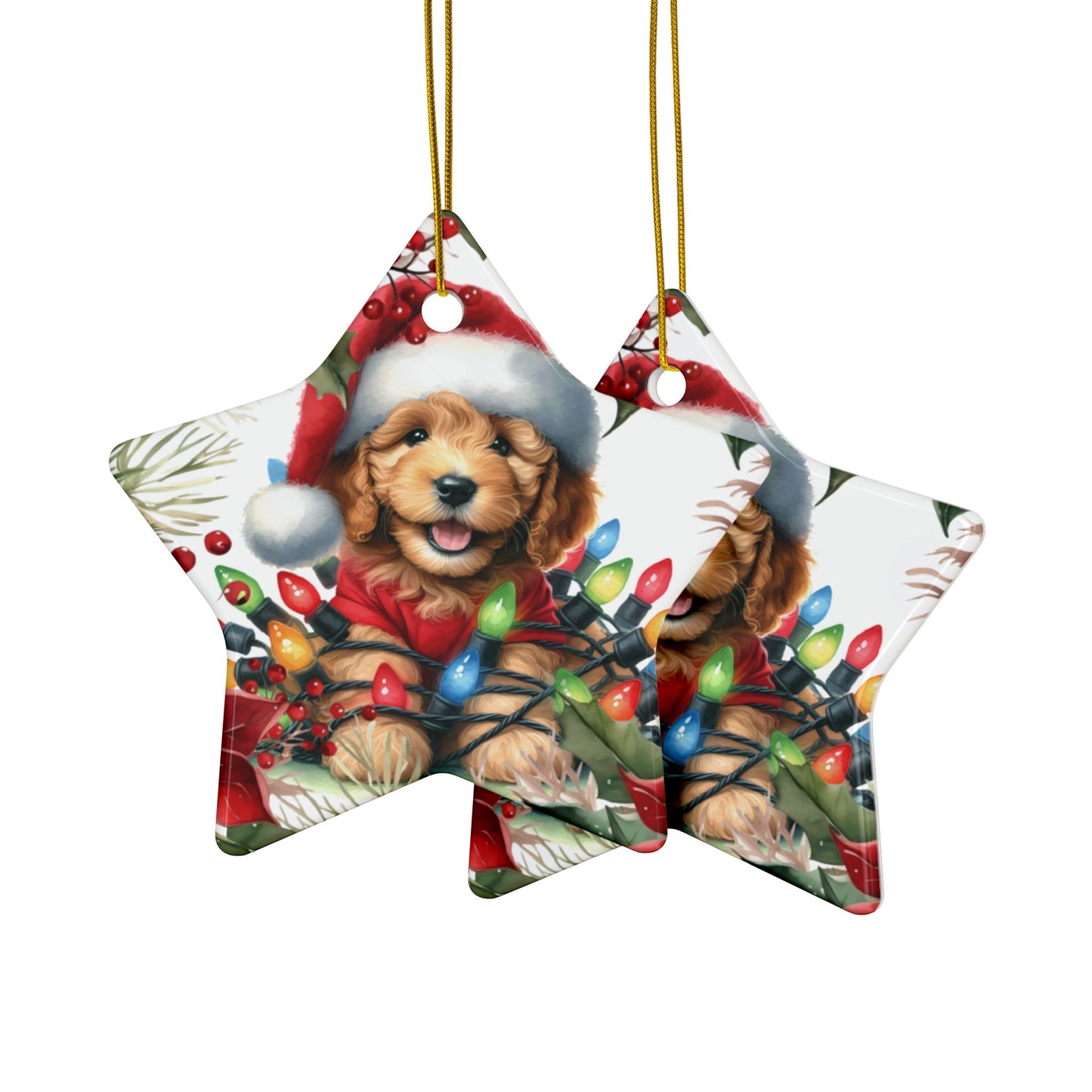 Doodle Holiday Ornaments, Golden Doodle Art, Goldendoodle Gift, Dog Owner Gift, Gift for Dog Lovers, Dog Decor