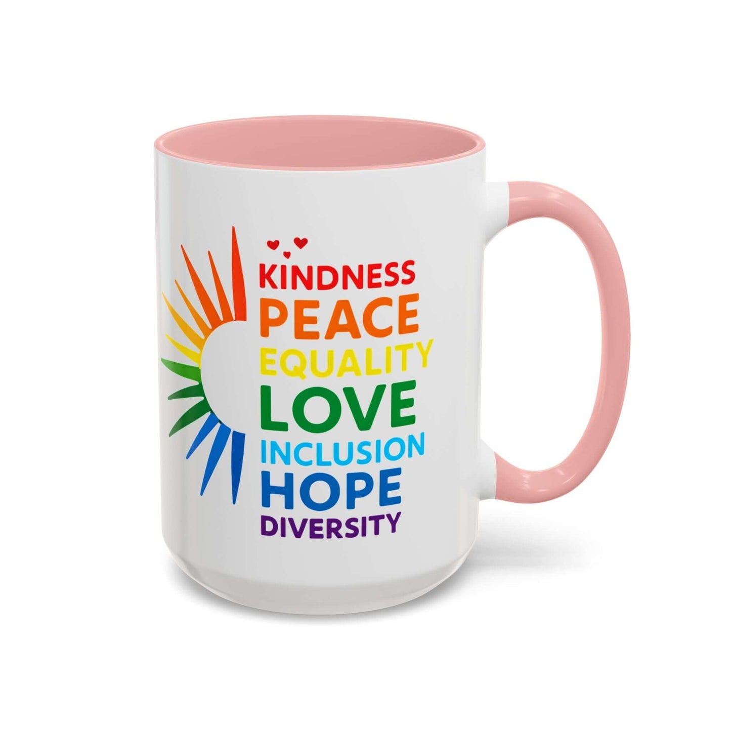 Colorful Affirmation Coffee Mug, Pride Month Mug, Kindness Love Peace, LGBT Mug, Gay Mug, Equal Rights Mug