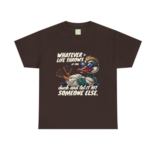Funny Duck Quote T-Shirt, Unisex Heavy Cotton Tee, Quack Up Through Lifes Challenges