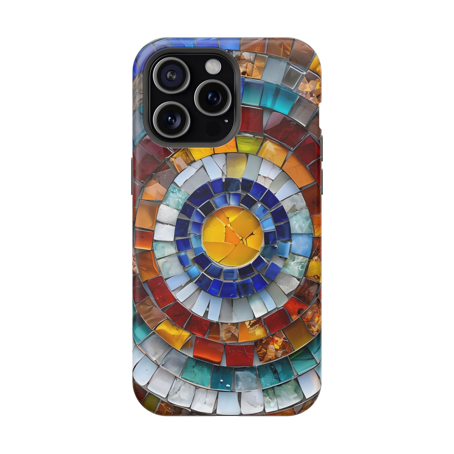 Magnetic Mosaic Phone Case, Trendy iPhone Case, Unique Design, Faux Stained Glass, Custom Phone Cover, Wireless Charging