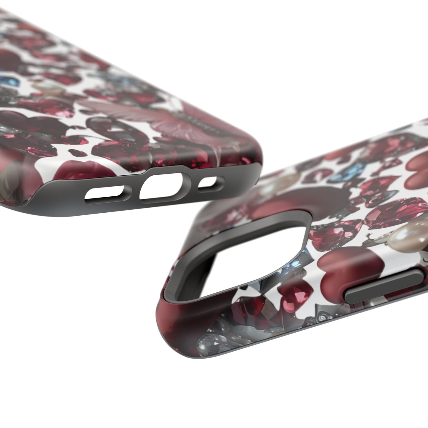 Romantic Floral Hearts Magnetic Tough iPhone Case -  Durable Phone Case for Gifts, Valentine's Day, Birthday, Anniversary, Cute Accessories