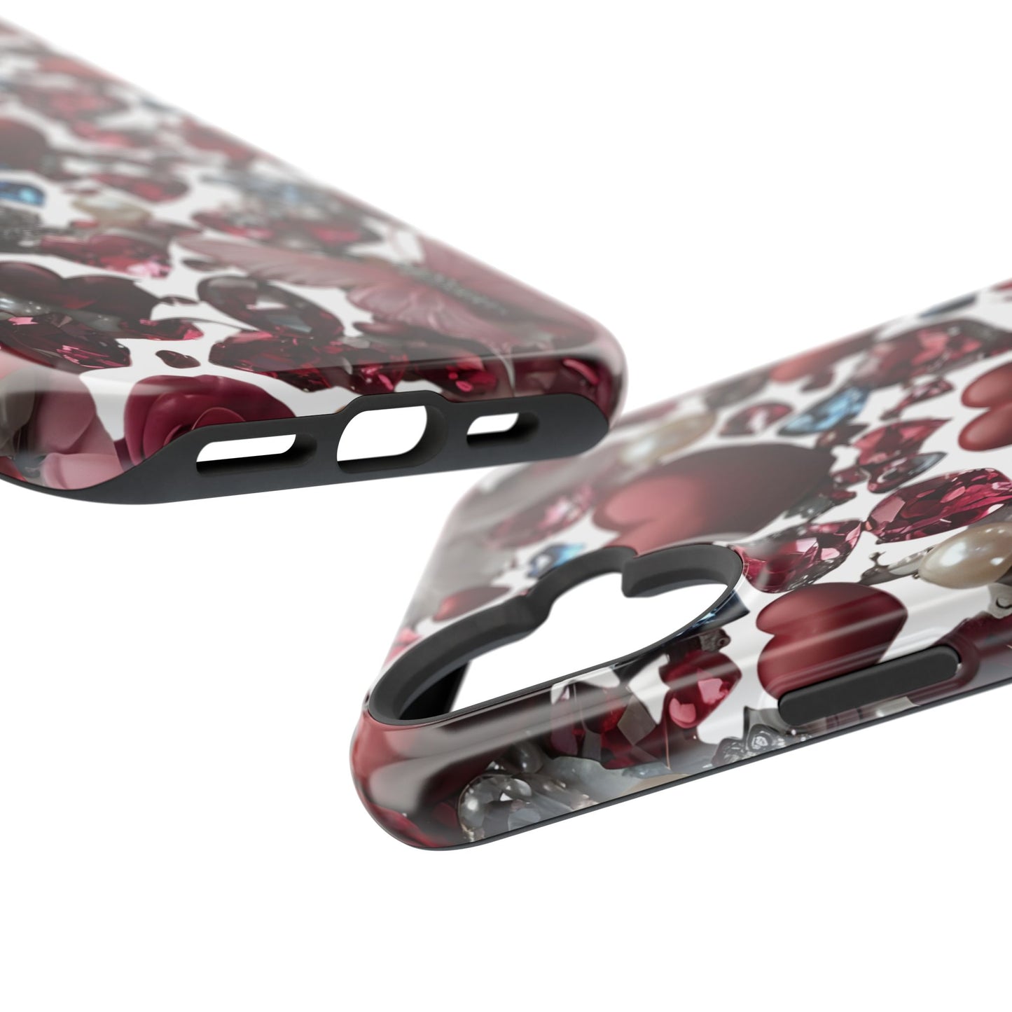 Romantic Floral Hearts Magnetic Tough iPhone Case -  Durable Phone Case for Gifts, Valentine's Day, Birthday, Anniversary, Cute Accessories