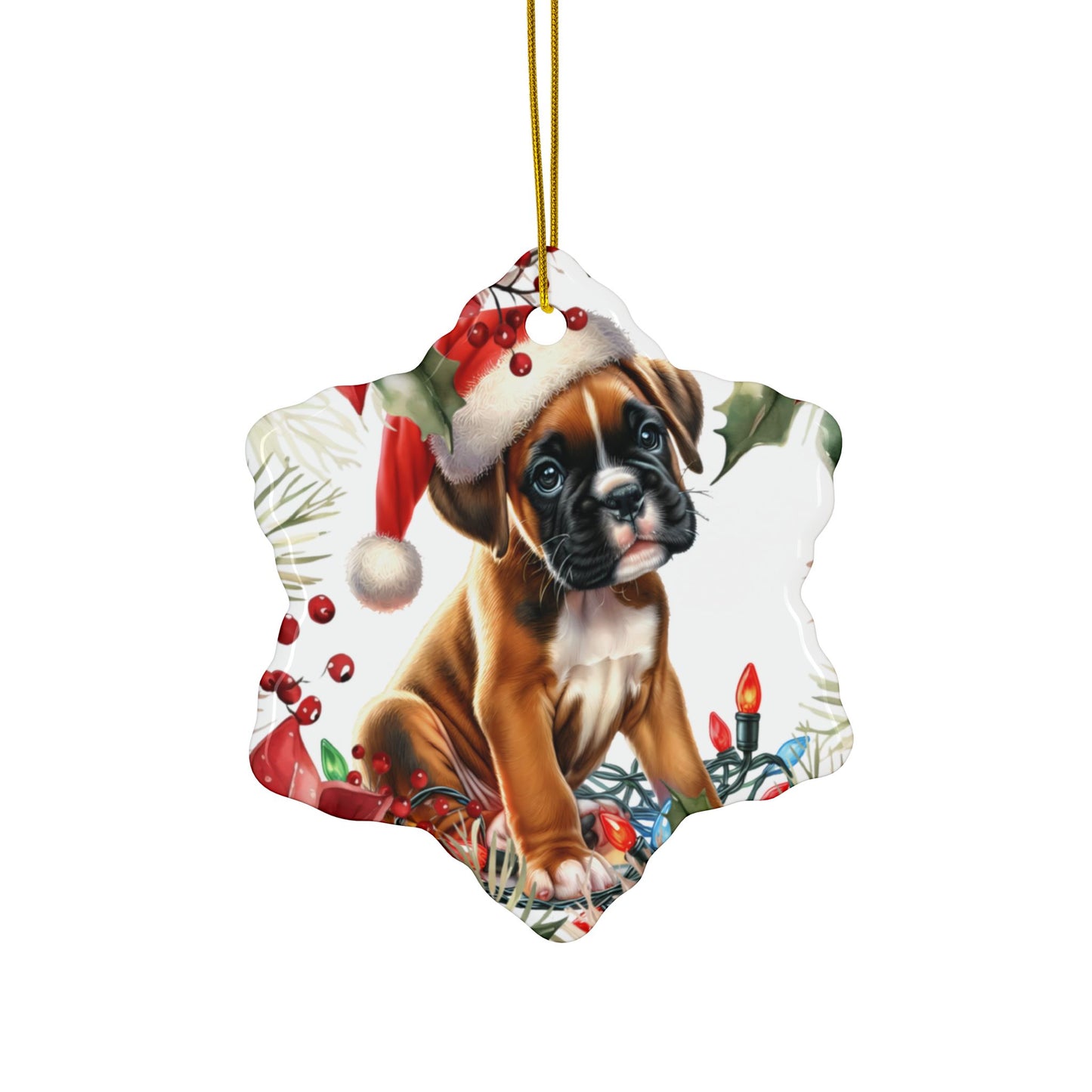 Boxer Holiday Ornaments, New Puppy Gift, Ceramic Ornament, Dog Remembrance, Christmas Ornament, Xmas Tree Ornament
