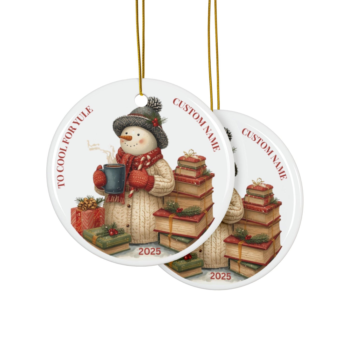 Too Cool for Yule Snowman Ornament 2025, Cute Ceramic Christmas Ornament, Frosty Snowman Winter Wonderland Gift Exchange Keepsake