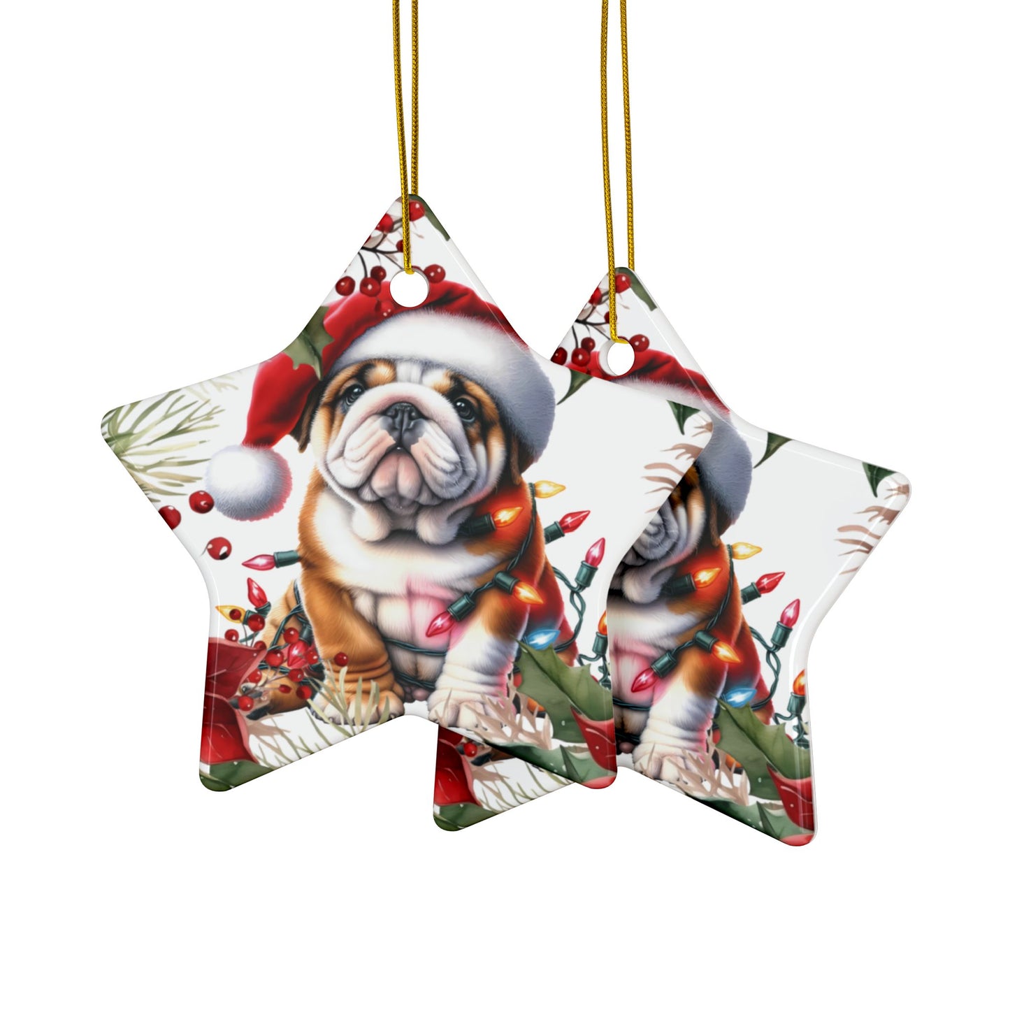 English Bulldog Holiday Ornaments, British Bulldog Ornament, Dog Lover Gift, Christmas Gift, Home Decor, Gift Idea