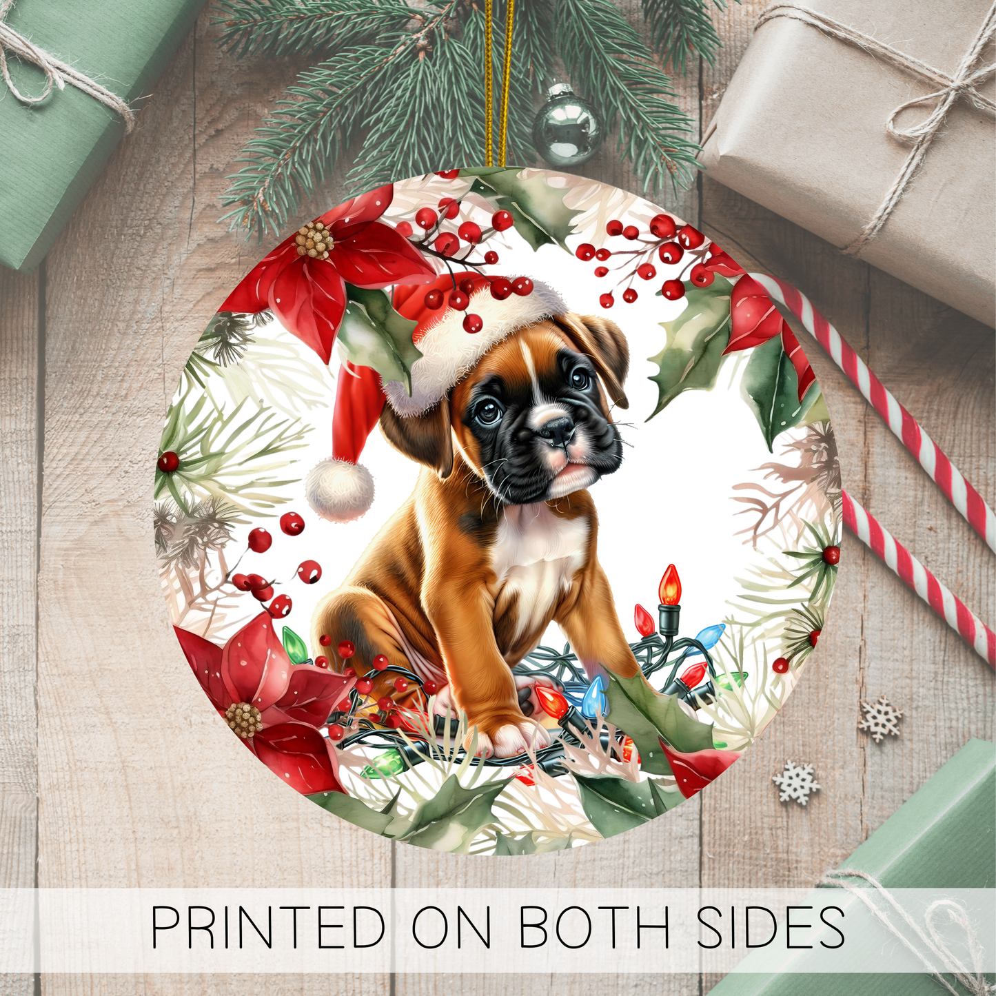 Boxer Holiday Ornaments, New Puppy Gift, Ceramic Ornament, Dog Remembrance, Christmas Ornament, Xmas Tree Ornament