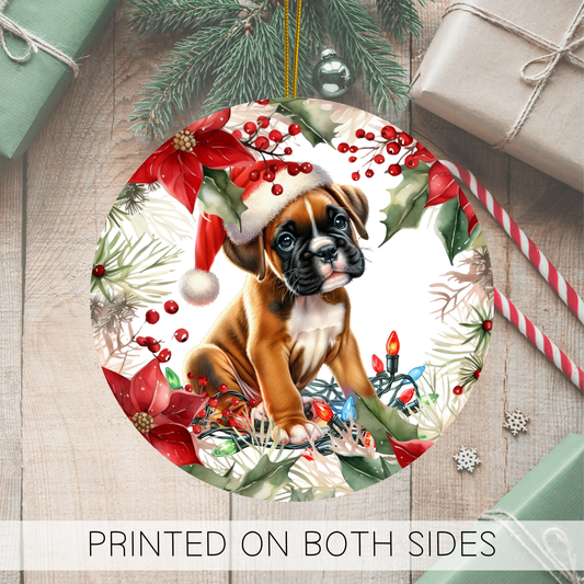 Boxer Holiday Ornaments, New Puppy Gift, Ceramic Ornament, Dog Remembrance, Christmas Ornament, Xmas Tree Ornament