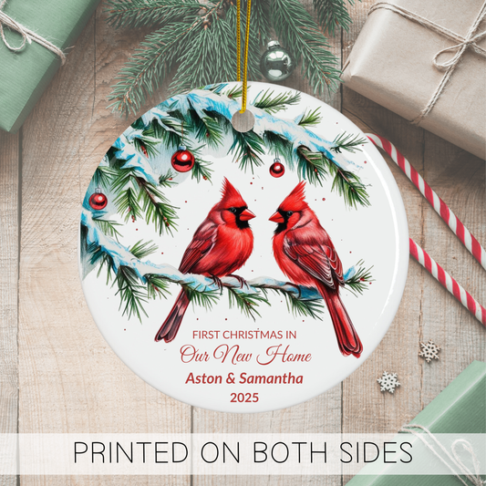 Personalized New Home Ornament – Red Cardinal First Christmas Keepsake – Our First House Realtor Closing Gift, 2025 Holiday Decor