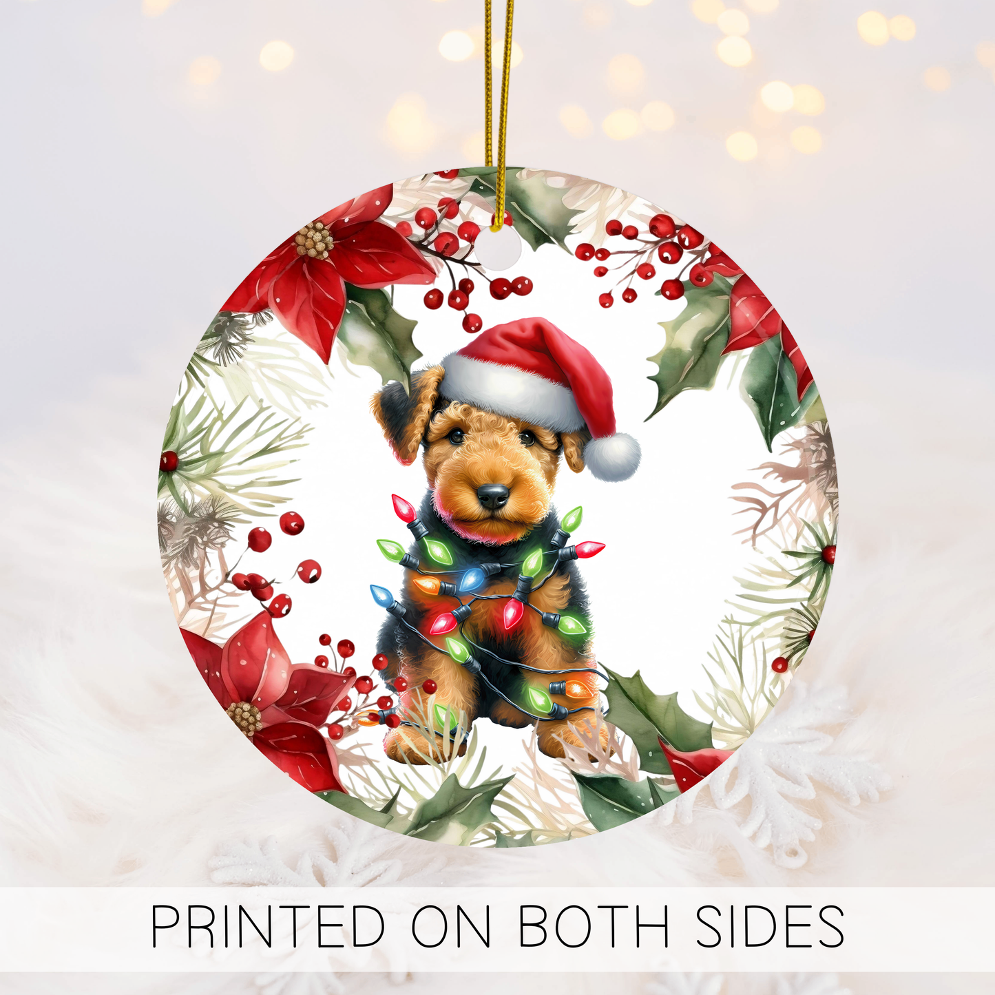 Airedale Terrier Holiday Ornament, Airdale Gift, Pet Lover Gift