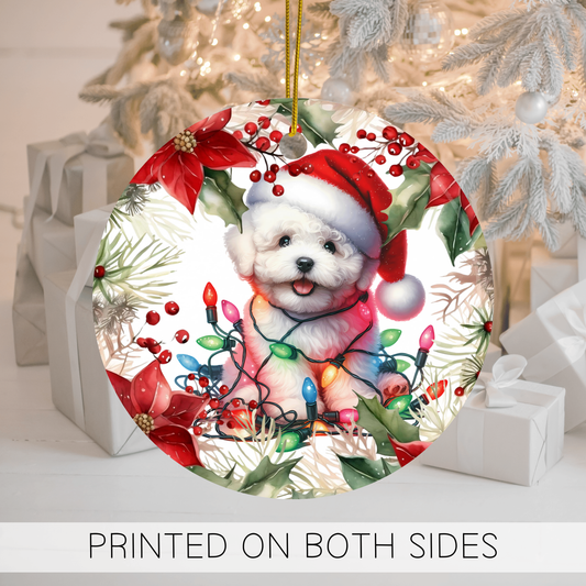 Bichon Puppy Holiday Ornament, Bichon Frise Dog Decoration, Bichon Frise Gift, Bichon Puppies Keepsake