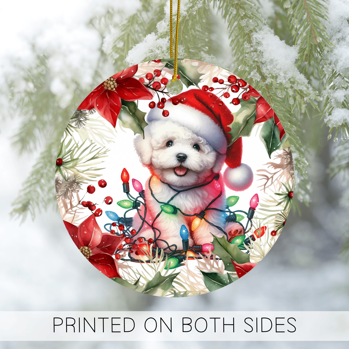 Bichon Puppy Holiday Ornament, Bichon Frise Dog Decoration, Bichon Frise Gift, Bichon Puppies Keepsake