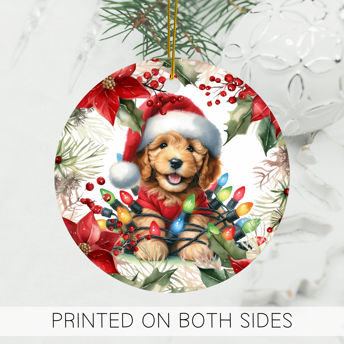 Doodle Holiday Ornaments, Golden Doodle Art, Goldendoodle Gift, Dog Owner Gift, Gift for Dog Lovers, Dog Decor