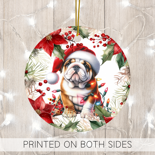 English Bulldog Holiday Ornaments, British Bulldog Ornament, Dog Lover Gift, Christmas Gift, Home Decor, Gift Idea