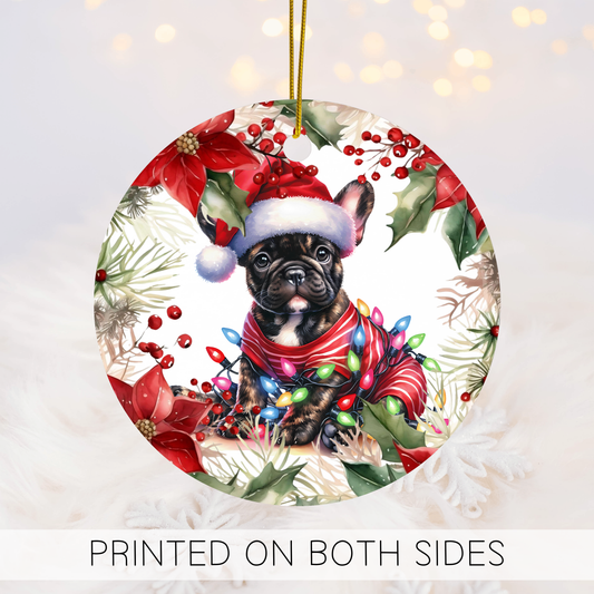French Full Dog Holiday Ornaments, French Bulldog Pup, Frenchie Gift, French Bulldog Gift, Dog Lover Gift, Gift for Dog Mom