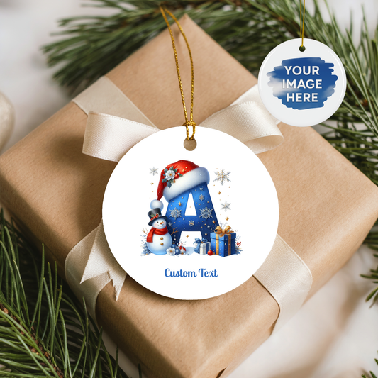 Personalized Photo Name Ornament, Letter A, Personalized Ornament