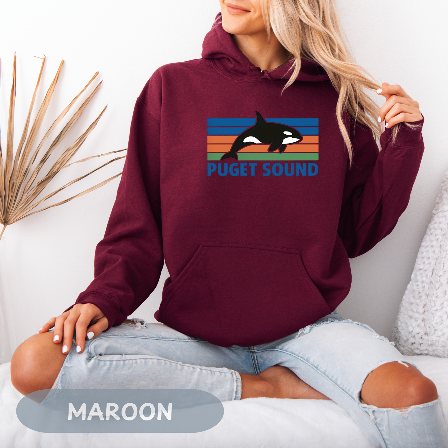 Vintage Puget Sound Orca Hoodie, Orca Shirts, Whale Sweatshirt, Respect The Locals, Whale Gifts, Whale Watching Shirt