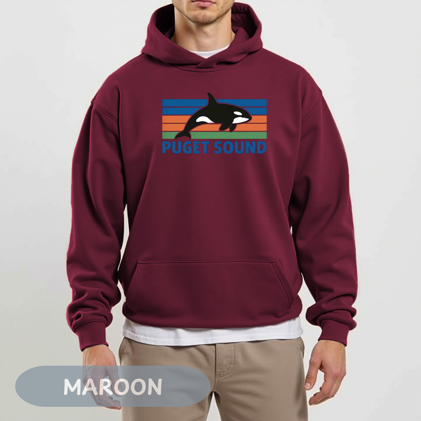 Vintage Puget Sound Orca Hoodie, Orca Shirts, Whale Sweatshirt, Respect The Locals, Whale Gifts, Whale Watching Shirt