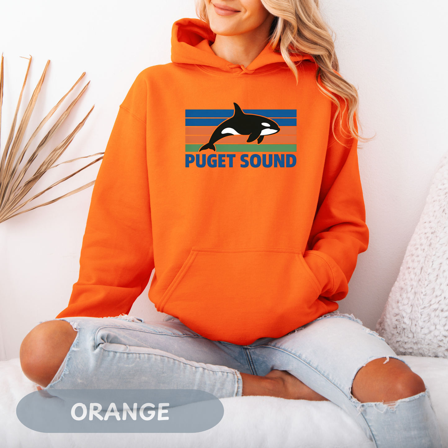 Vintage Puget Sound Orca Hoodie, Orca Shirts, Whale Sweatshirt, Respect The Locals, Whale Gifts, Whale Watching Shirt