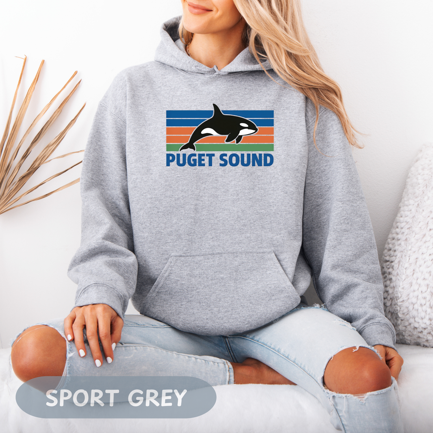 Vintage Puget Sound Orca Hoodie, Orca Shirts, Whale Sweatshirt, Respect The Locals, Whale Gifts, Whale Watching Shirt