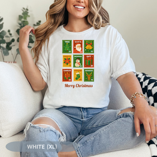 Christmas Postage Stamp Tee, Postal Stamps Shirt, Xmas Stamp Shirt, Christmas Shirt, Classic Stamp Design, Seasonal Tee, Christmas Gift