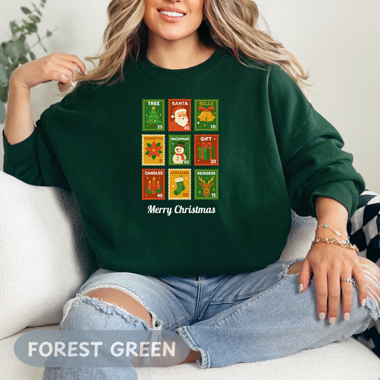 Postage Stamp Christmas Sweater, Classic Stamp Design Xmas Shirt, Seasonal Tee, Christmas Gift, Tis the Season