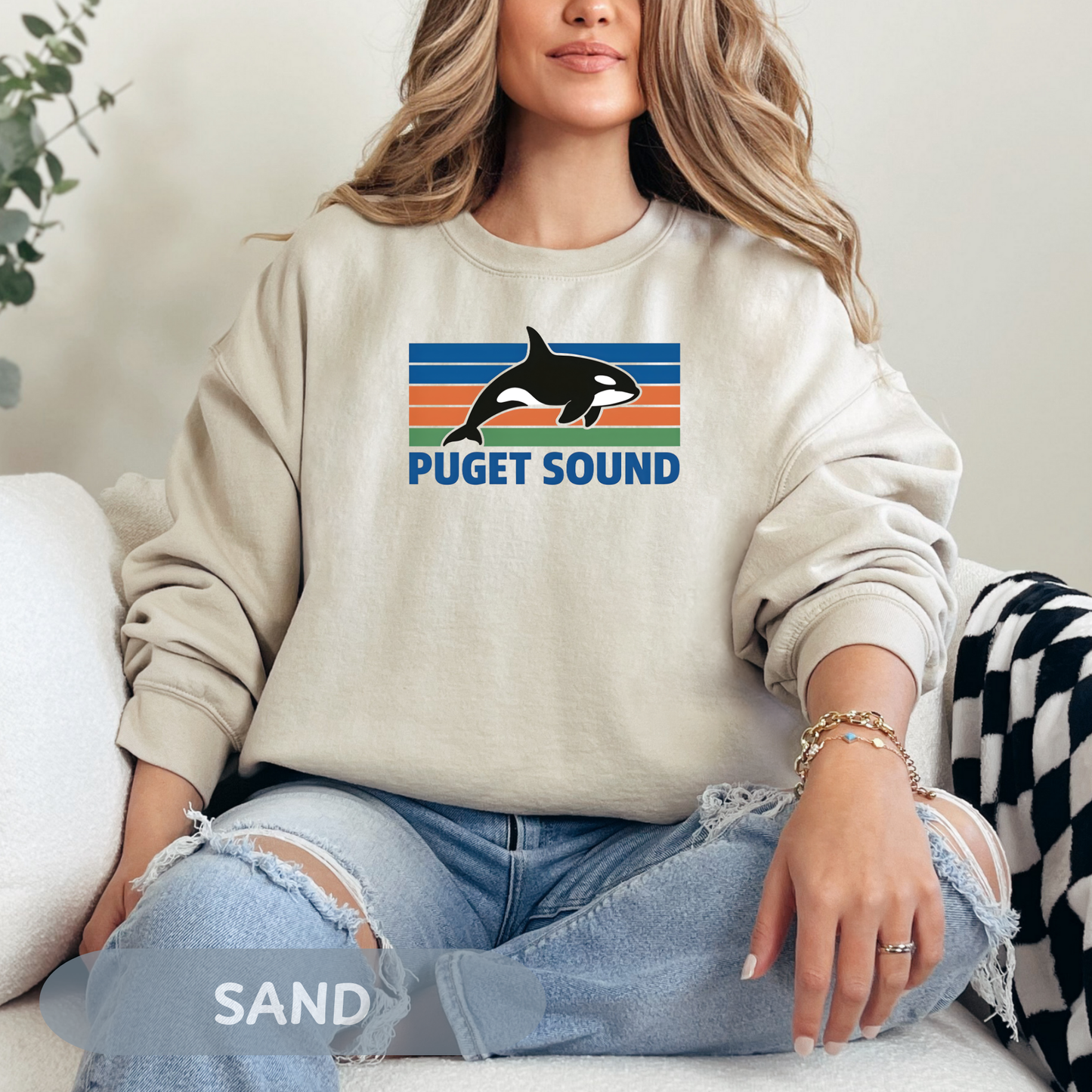 Puget Sound Orca Whale Crewneck Sweatshirt, Orca Whale Shirt, Whale Sweatshirt, Orca Shirts, Whale Gift