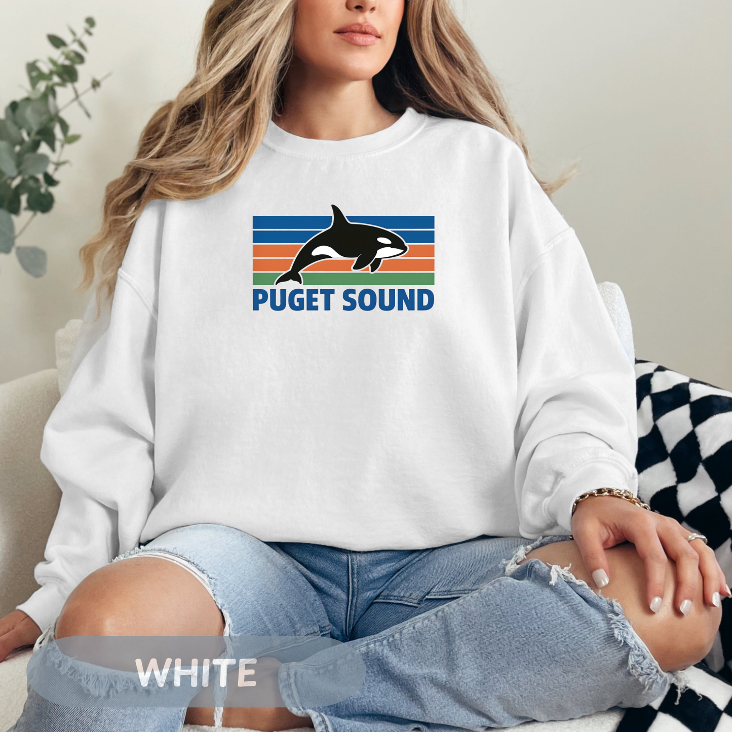 Puget Sound Orca Whale Crewneck Sweatshirt, Orca Whale Shirt, Whale Sweatshirt, Orca Shirts, Whale Gift