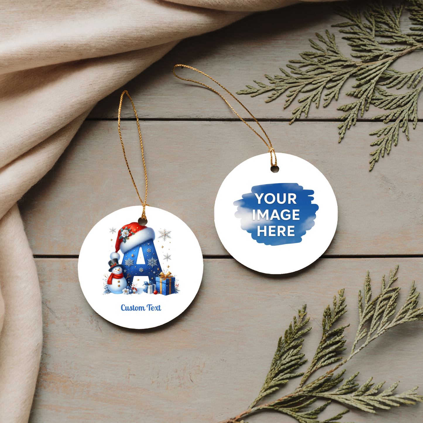 Personalized Photo Name Ornament, Letter A, Personalized Ornament